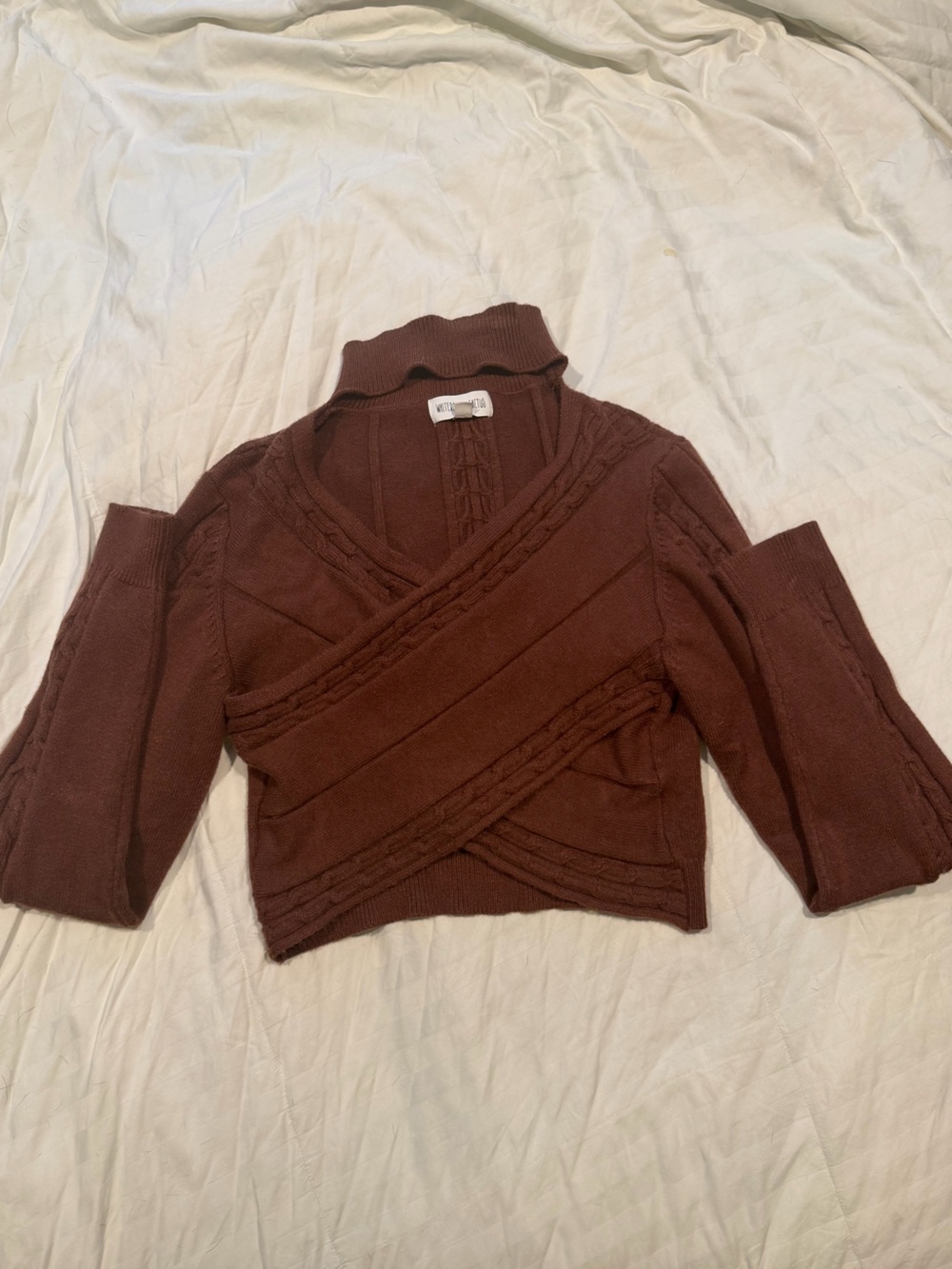 Whiteroom & Cactus Chocolate Brown Cable-Wrap Turtleneck Sweater